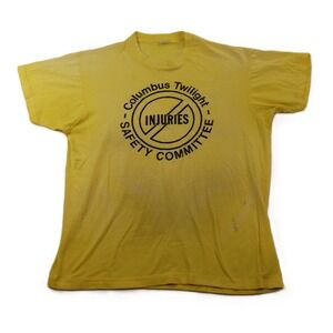 Screen Stars Mens XL T-Shirt Yellow Columbus Twilight Safety Committee Vintage